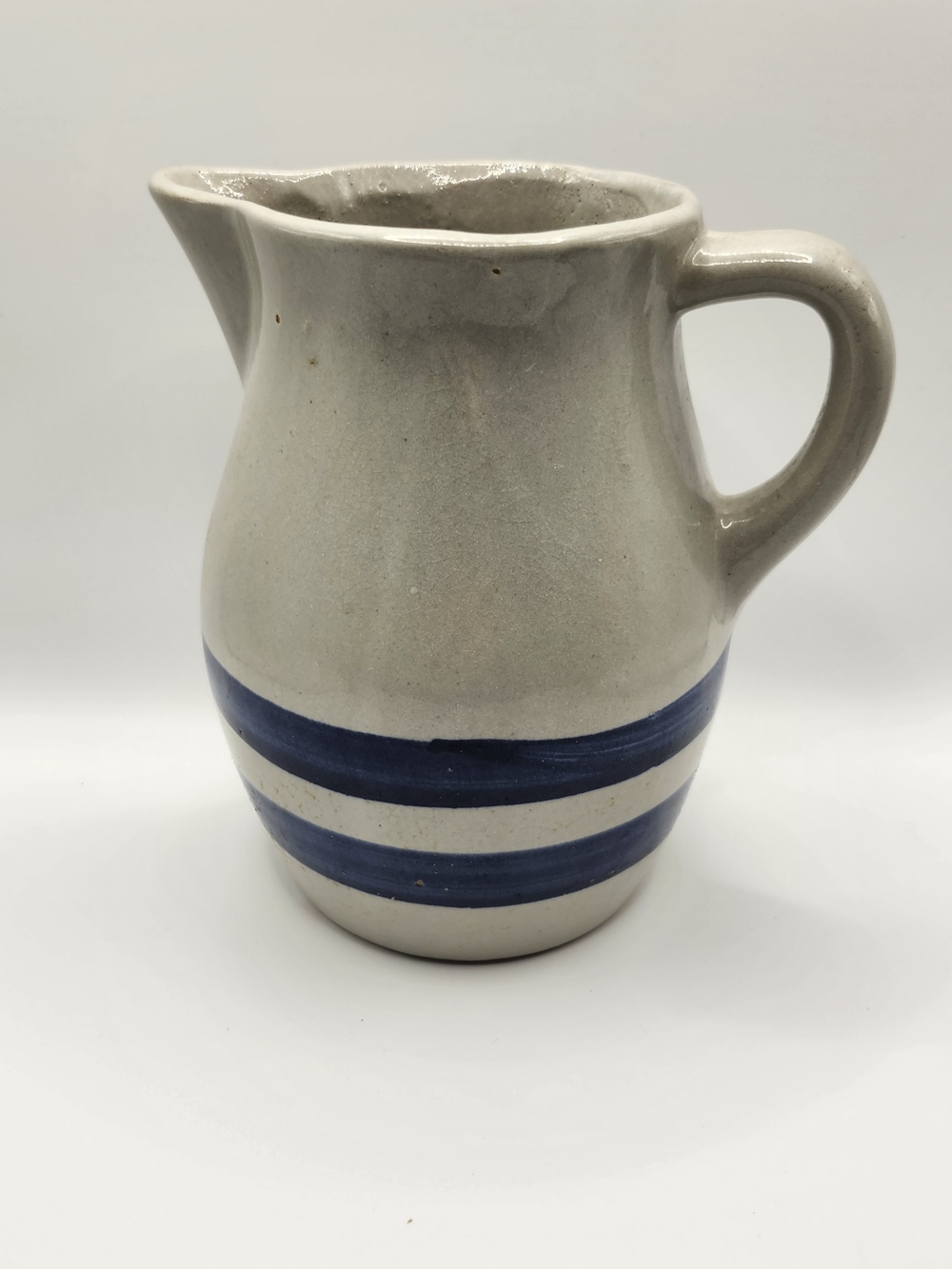 Robinson Ransbottom Pottery Roseville Pitcher USA Blue Stripe 6 Inch RRP CO 303